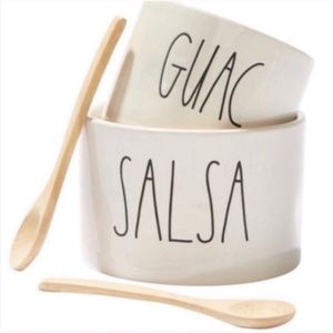 Rae Dunn SALSA & GUAC Bowl and Spoon Set